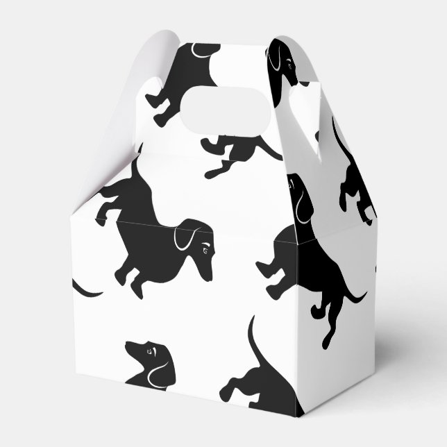 Cute Black Dachshund Pattern Favour Box (Front Side)