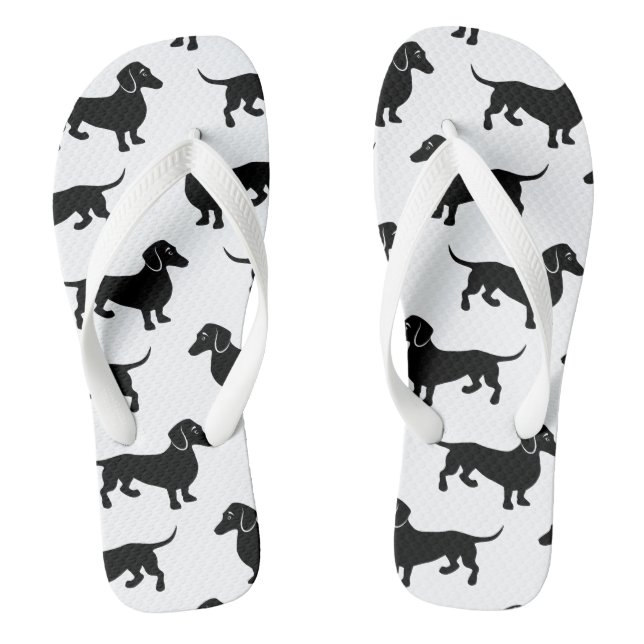 Cute Black Dachshund Pattern Jandals (Footbed)