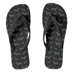 Cute black dachshund pattern jandals