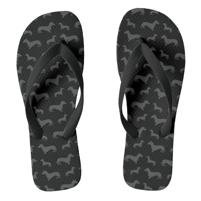 Cute black dachshund pattern jandals (Footbed)