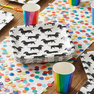 Cute Black Dachshund Pattern Paper Plate