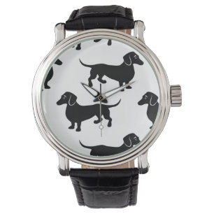 Cute Black Dachshund Pattern Watch