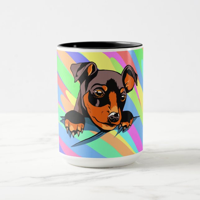 Cute Black Dachshund Puppy Design Mug (Center)