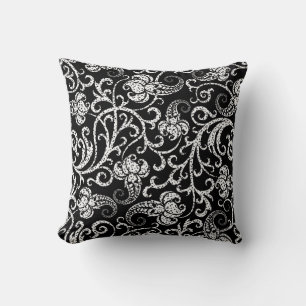 Cute black dalmatian flowers background design cushion