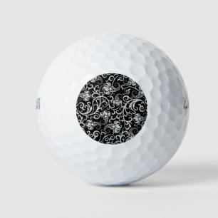 Cute black dalmatian flowers background design lum golf balls