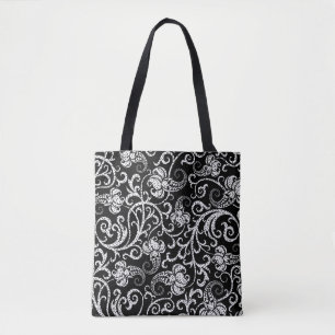 Cute black dalmatian flowers background design lum tote bag