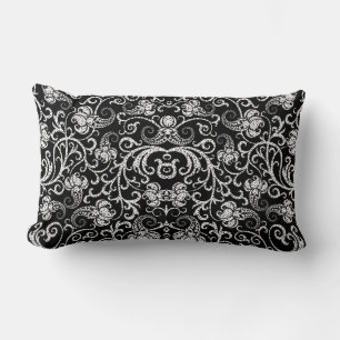 Cute black dalmatian flowers background design lumbar cushion
