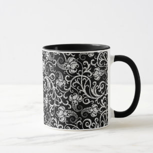 Cute black dalmatian  flowers background design mug