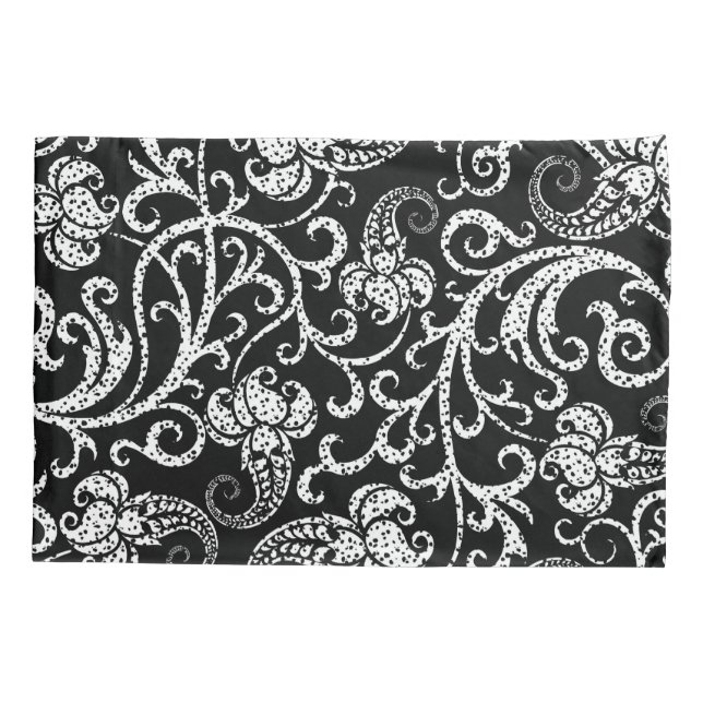 Cute black dalmatian flowers background design pillowcase (Back)