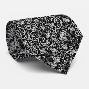Cute black dalmatian flowers background design tie