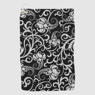 Cute black dalmatian flowers design golf towel