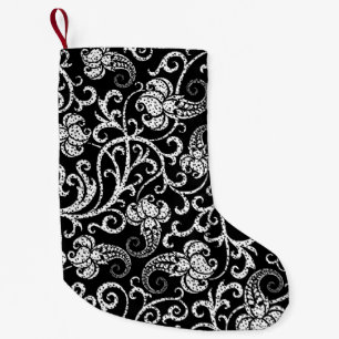 Cute black dalmatian flowers design small christmas stocking