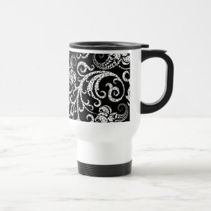 Cute black dalmatian flowers design travel mug