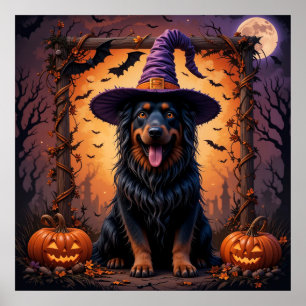 Cute Black Dog Halloween Art For Spooky Home Decor
