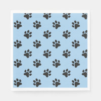 Cute black dog paw print blue