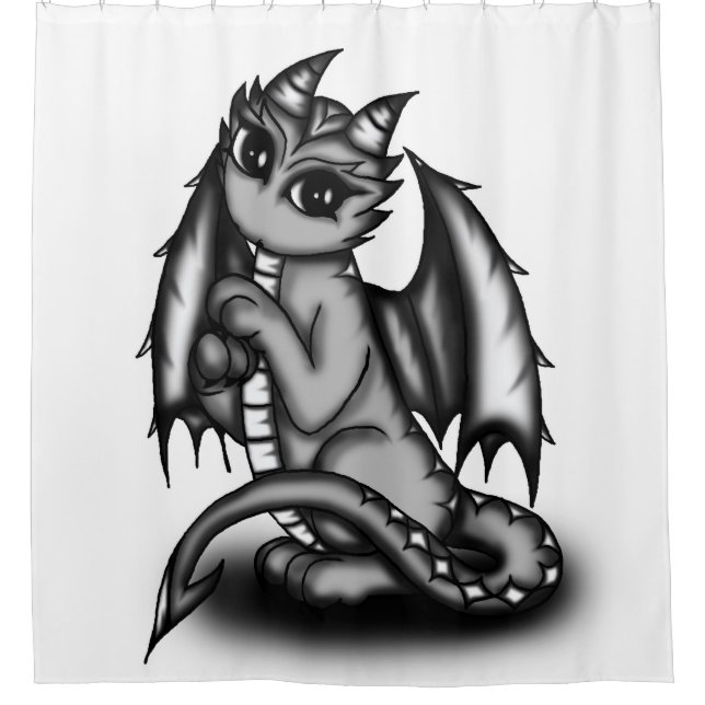 cute black dragon shower curtain (Front)