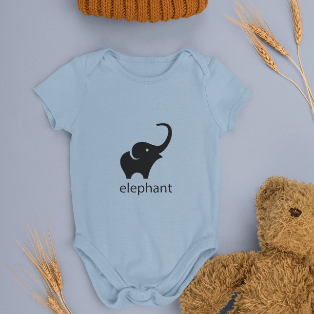 Cute Black Elephant Draw  Baby Bodysuit (Creator Uploaded)