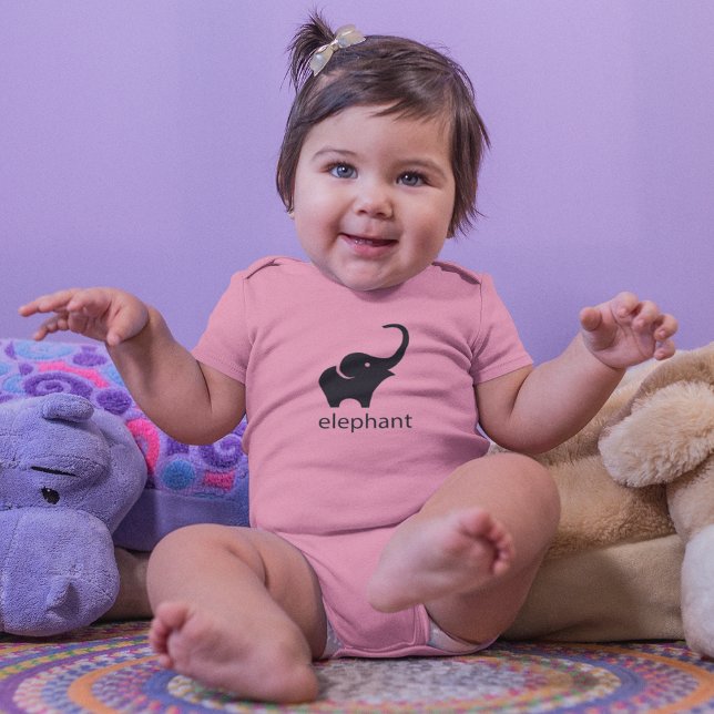 Cute Black Elephant Draw  Baby Bodysuit (Creator Uploaded)
