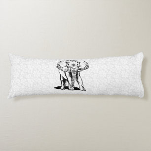 Cute Black Elephant Line Drawing Body Cushion