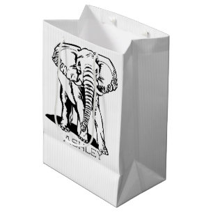 Cute Black Elephant Line Drawing Medium Gift Bag
