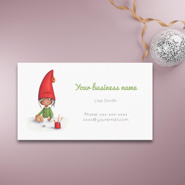 Cute Black Elf Toy Store Christmas Holiday Business Card (Creator Uploaded)