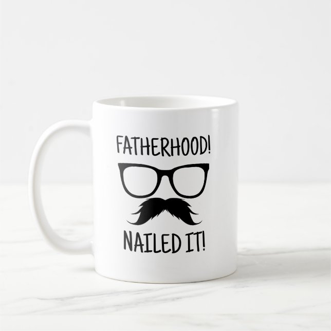 Cute Black Eyeglasses and Moustache Fathers Day Coffee Mug (Left)