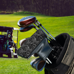 Cute Black Floral Paisley Golf Head Cover