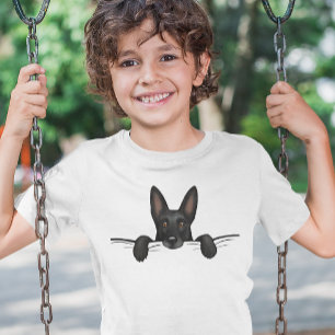 Cute Black German Shepherd Dog Peeking T-Shirt