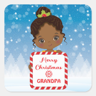 Cute Black Girl Holding Candy Xmas Frame Sticker