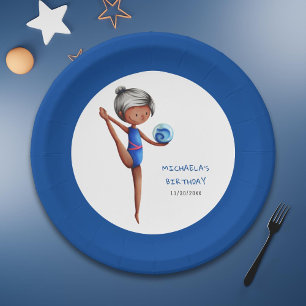 Cute Black Girl Rhythmic Gymnastics Birthday Party Paper Plate