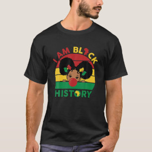 Cute Black Girl With Afro Puff Hair Blowing Red Bu T-Shirt