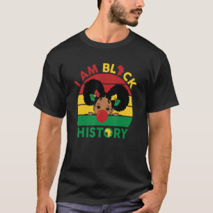 Cute Black Girl With Afro Puff Hair Blowing Red Bu T-Shirt