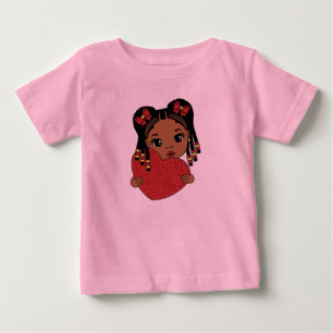 Cute Black Girl with Heart   Valentine’s Day  Baby T-Shirt