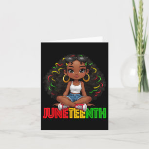 Cute Black Girls Juneteenth Celebrating 1865 Kids Card