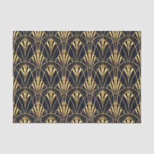 Cute black gold art deco pattern tiled tissue paper