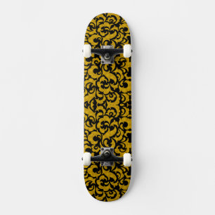 Cute black golden seamless floral patterns Case-Ma Skateboard