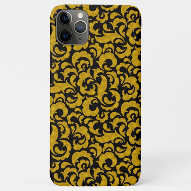 Cute black golden seamless floral patterns Case-Mate iPhone case (Back)