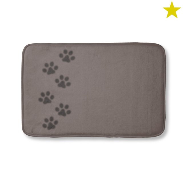 Cute Black Gray Cat Paw Footprint Shadow Bath Mat (Creator Uploaded)