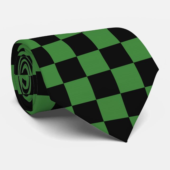 cute black green pattern tie (Rolled)