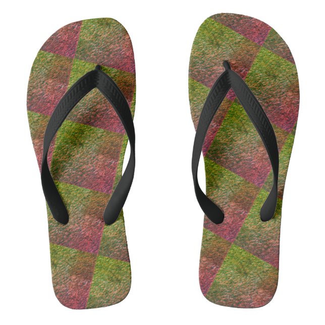 Cute Black GREEN  RED Modern Woman Flip Flops (Footbed)