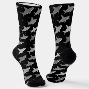 Cute Black Grey Shark Pattern Socks