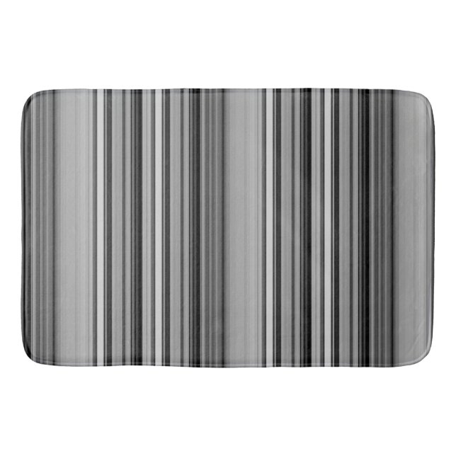 Cute black grey stripes  bath mat (Front)