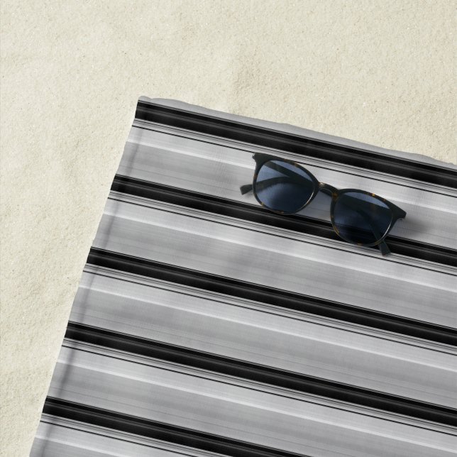 Cute black grey stripes beach towel (In Situ)