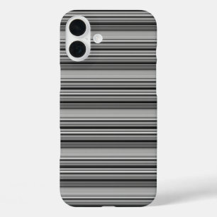 Cute black grey stripes iPhone 16 plus case