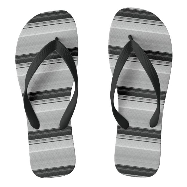 Cute black grey stripes jandals (Footbed)