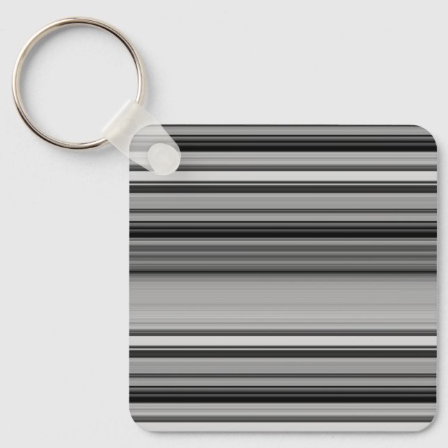 Cute black grey stripes key ring (Front)