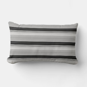 Cute black grey stripes lumbar cushion