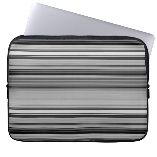 Cute black grey stripes throw pillow laptop sleeve (Front)