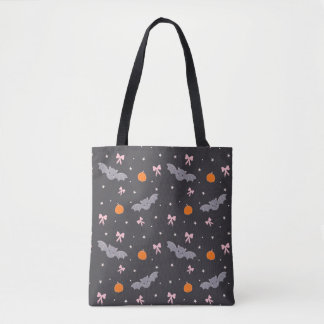 Cute Black Halloween Bat Pattern Tote Bag