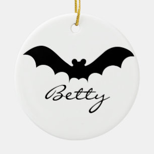 Cute Black Halloween Bat Silhouette Ceramic Tree Decoration